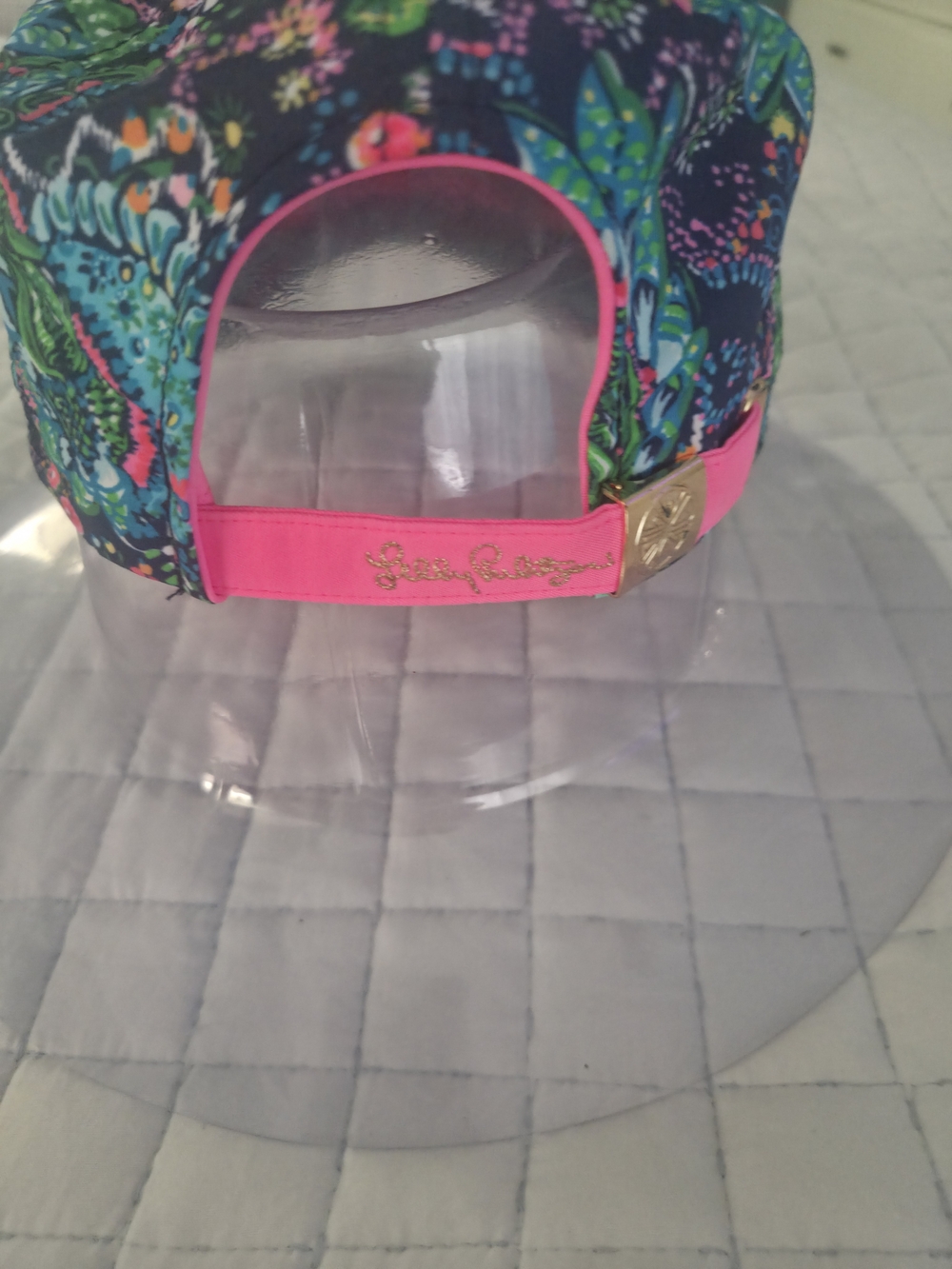 Lilly Pulitzer Run Around Hat Pink-Trim Paisley Floral - Picture 3 of 4